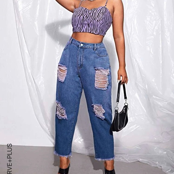 High Waisted Ripped Jeans - Picture 1 of 1